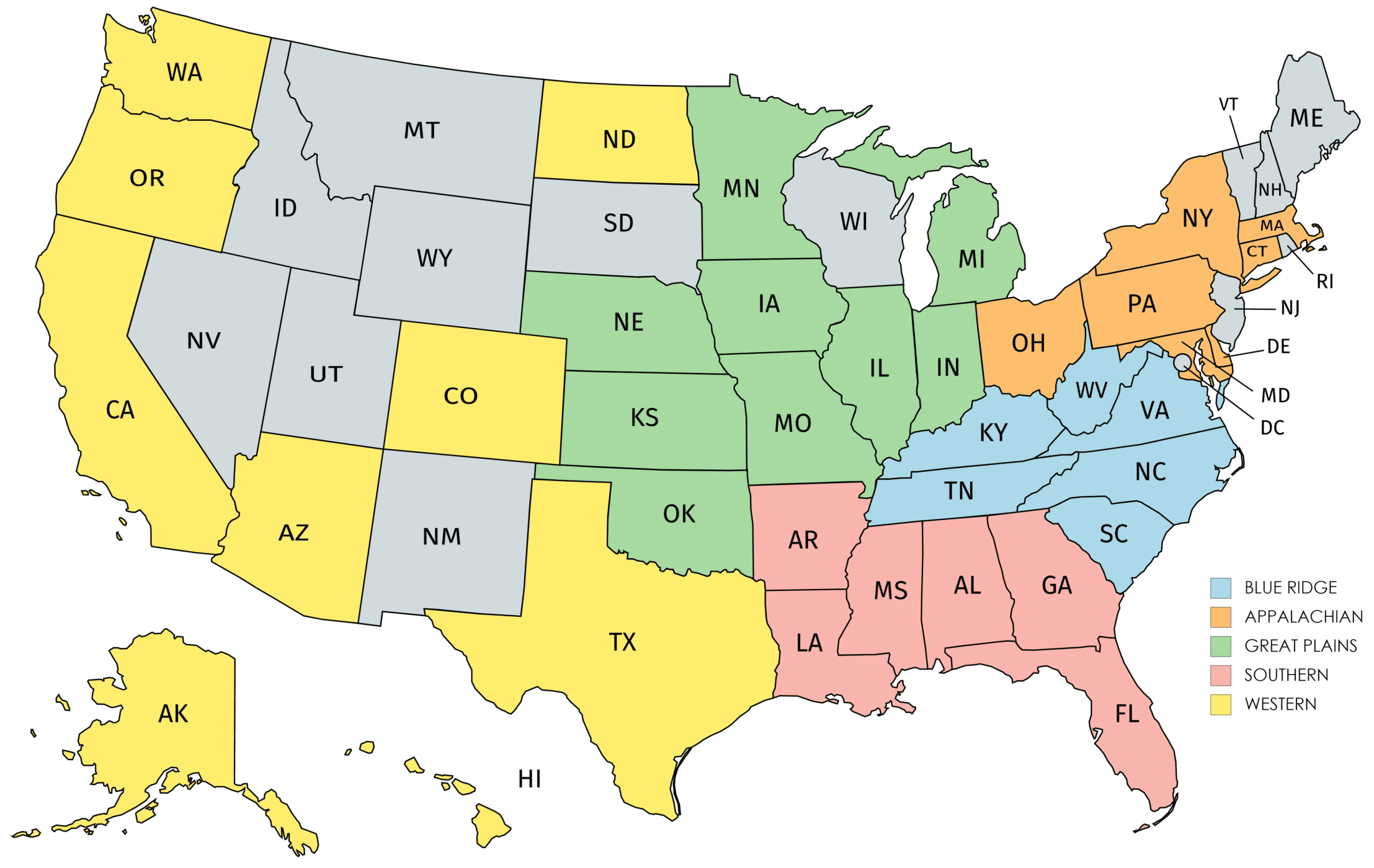 NSDAC Sections, States and Chapters Map